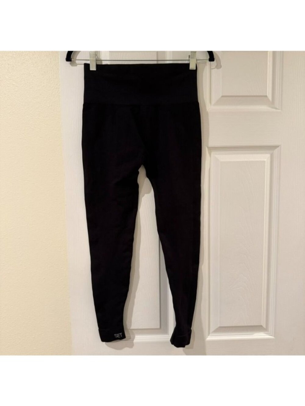 SET ACTIVE Black Sculptflex Ribbed Leggings Onyx Size Small